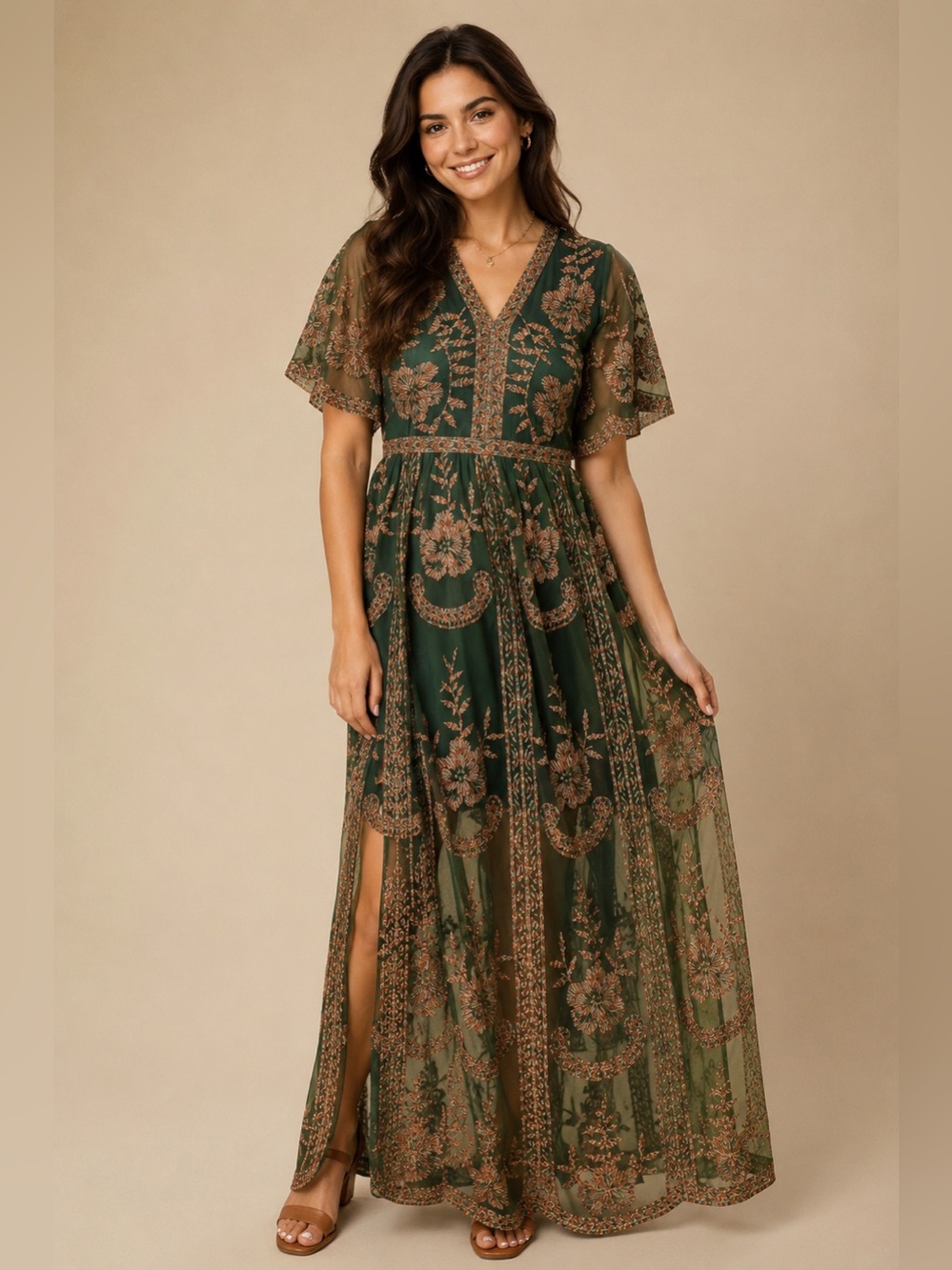 Altar'd State Green and rainbow Dress